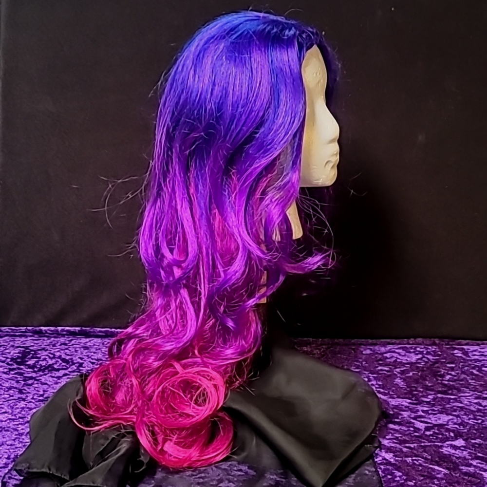Ombre Purple Hot Pink Long Wavy Wig